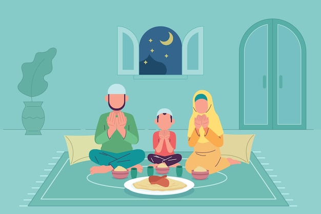 Flat iftar illustration