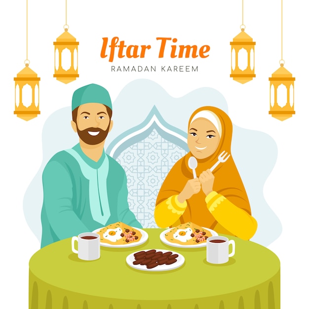 Flat iftar illustration