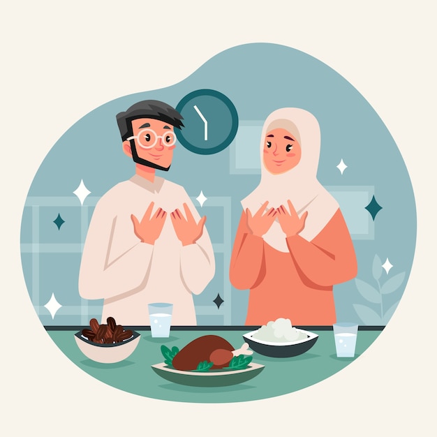 Flat iftar illustration