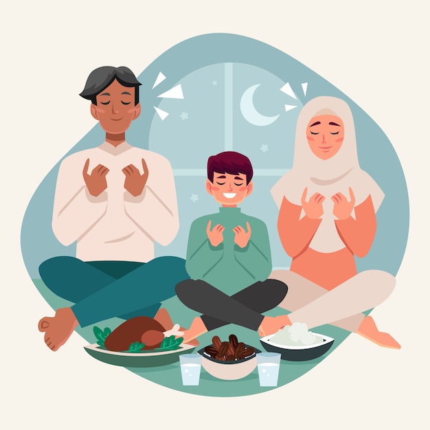 Flat iftar illustration