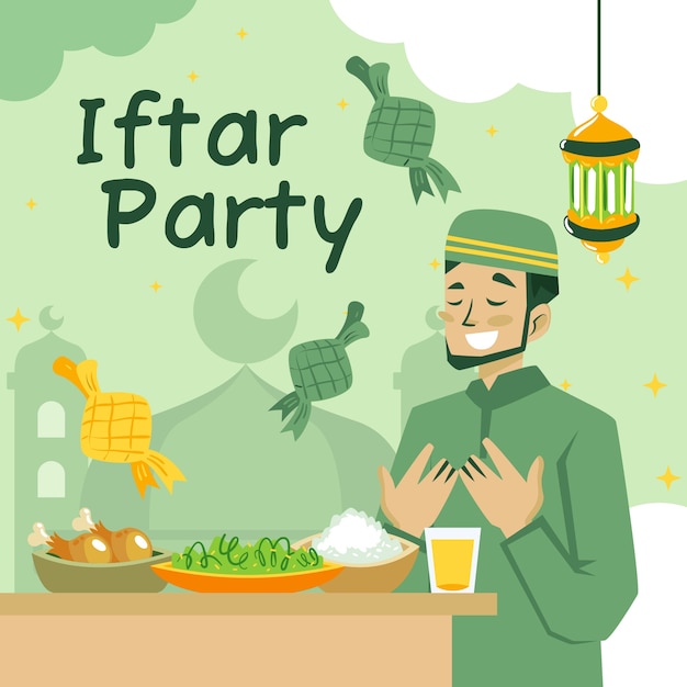 Flat iftar illustration