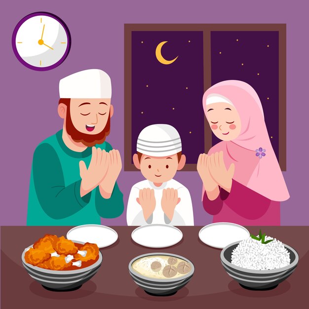 Flat iftar illustration