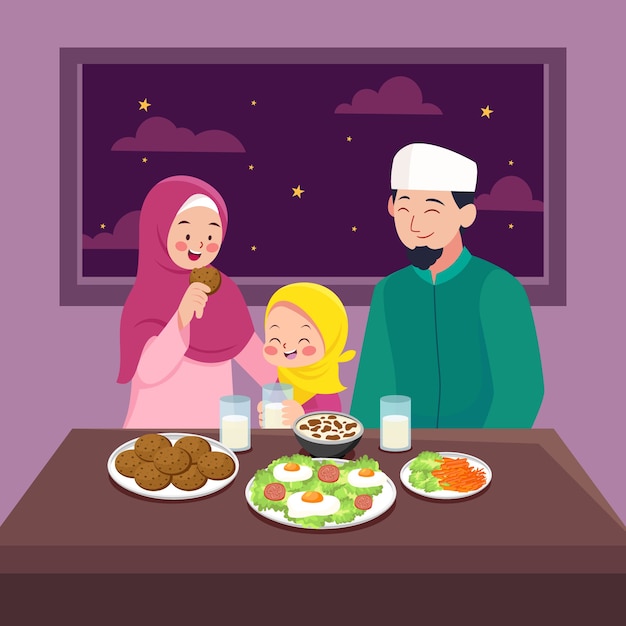 Free Vector flat iftar illustration