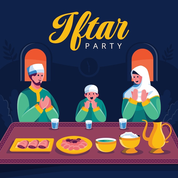 Free Vector flat iftar illustration