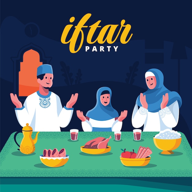 Free Vector flat iftar illustration