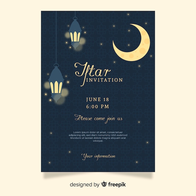 Flat iftar invitation template