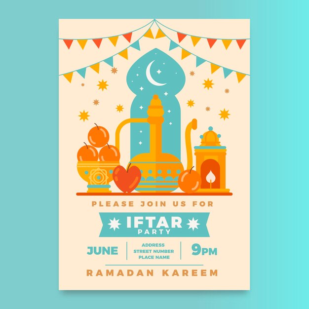 Flat iftar invitation template