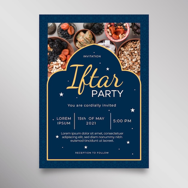 Free Vector flat iftar invitation template