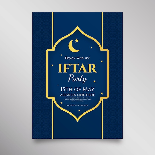 Free vector flat iftar invitation template