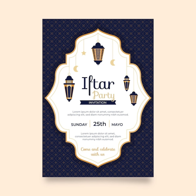 Free vector flat iftar invitation template