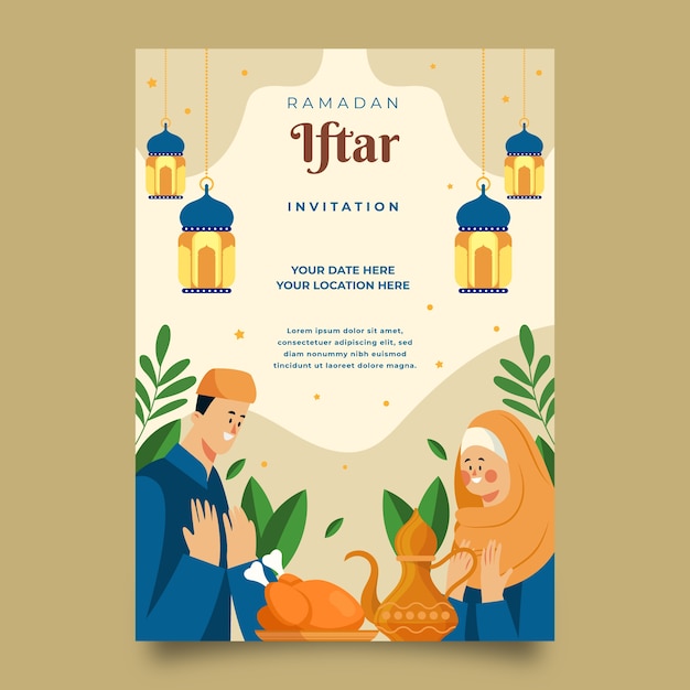 Flat iftar invitation template