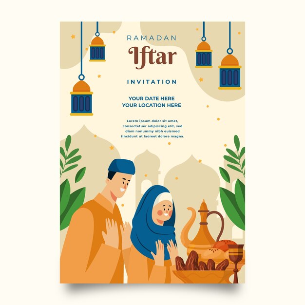 Flat iftar invitation template