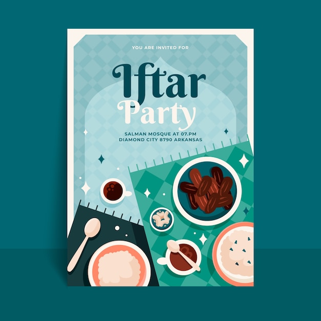 Free Vector flat iftar invitation template