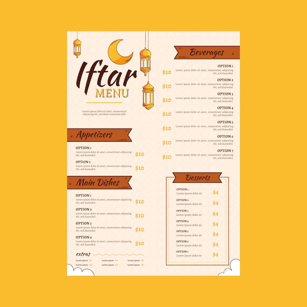 Flat iftar menu template