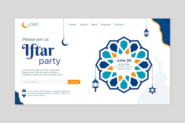 Free Vector flat iftar party landing page