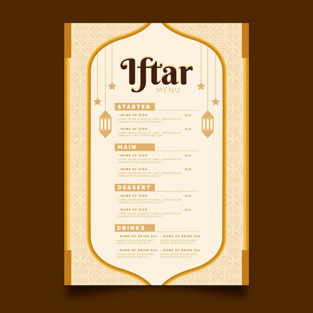 Flat iftar vertical menu template