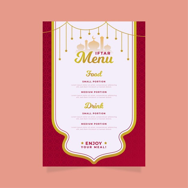 Flat iftar  vertical menu template