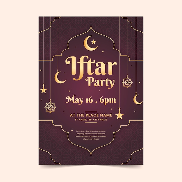 Free Vector flat iftar vertical poster template