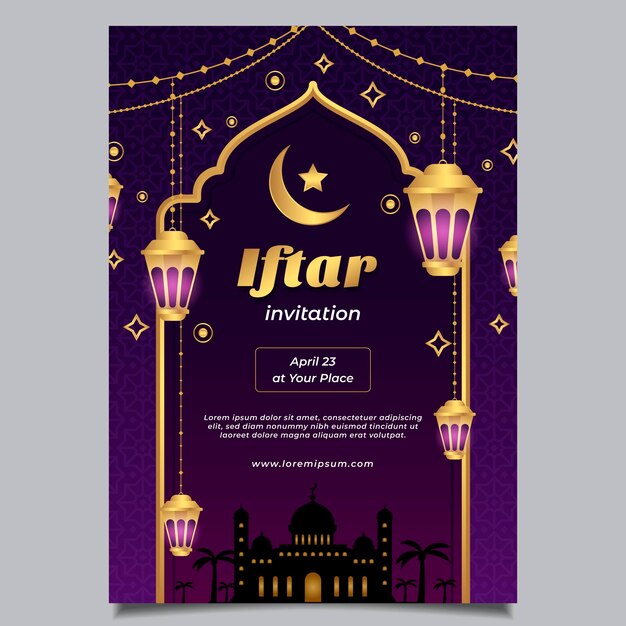 Flat iftar vertical poster template