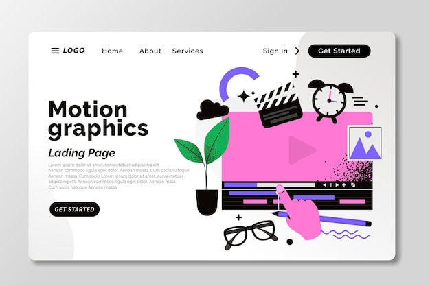 Free Vector flat illustrated motion graphics landing page