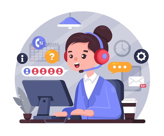 Flat illustrated woman customer support