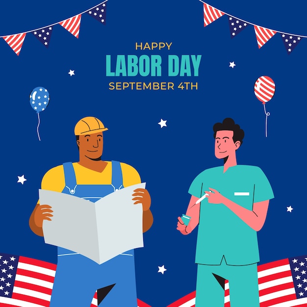 Flat illustration for american labor day celebration