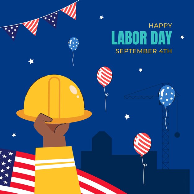 Flat illustration for american labor day celebration