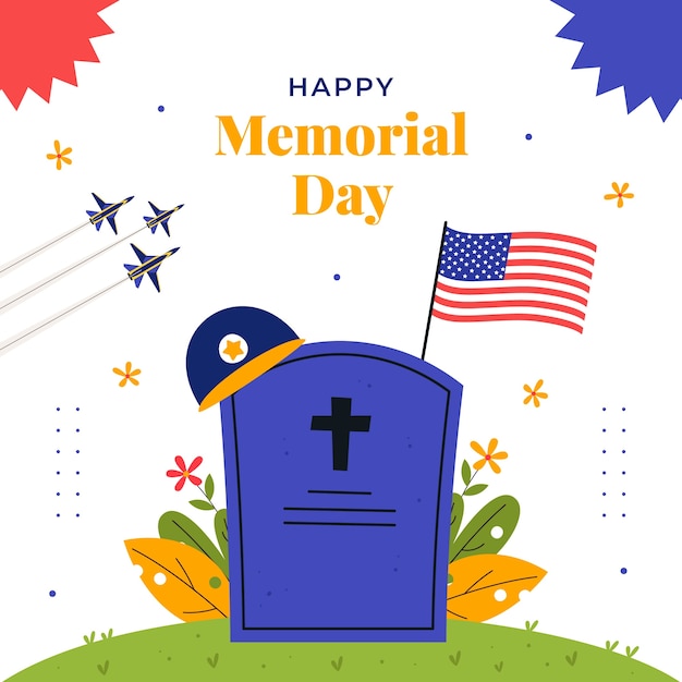 Free Vector flat illustration for american memorial day holiday