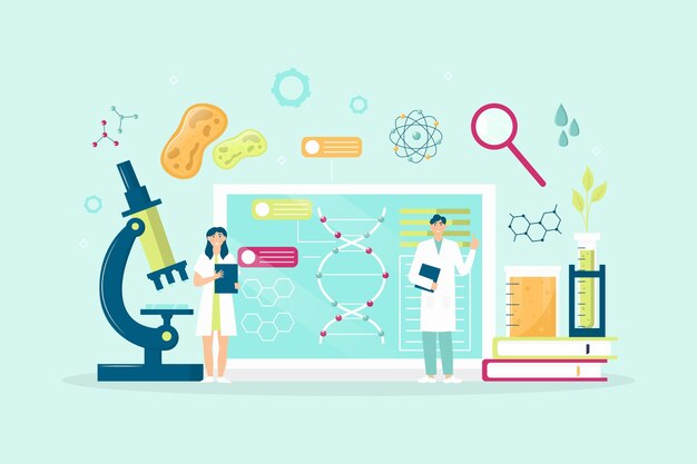 Flat illustration biotechnology  concept