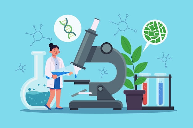 Flat illustration biotechnology concept