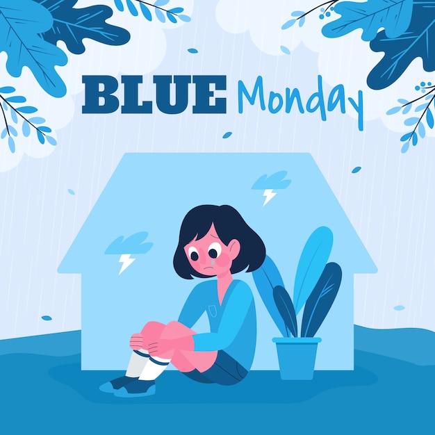 Flat illustration for blue monday