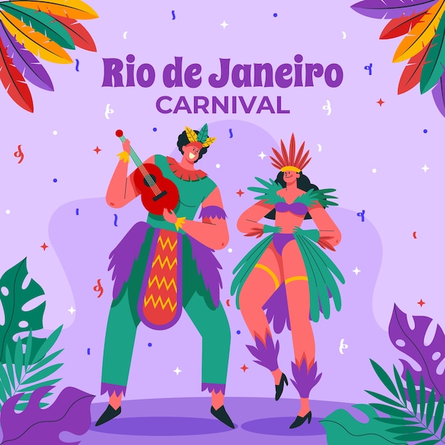 Flat illustration for brazilian carnival celebration