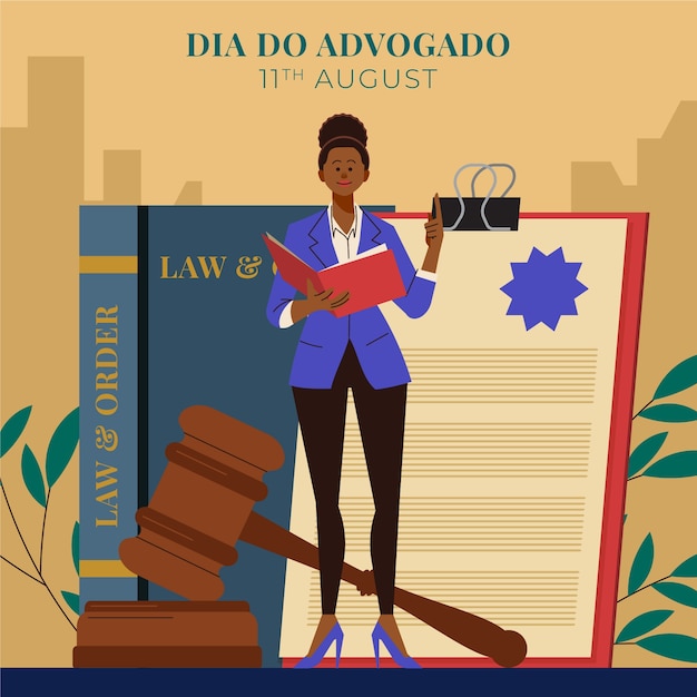 Flat illustration for brazilian lawyers day celebration