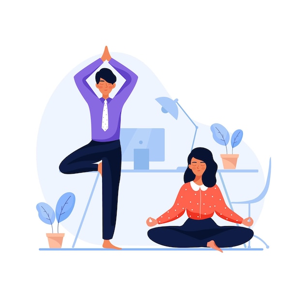 Free Vector flat illustration business people meditating