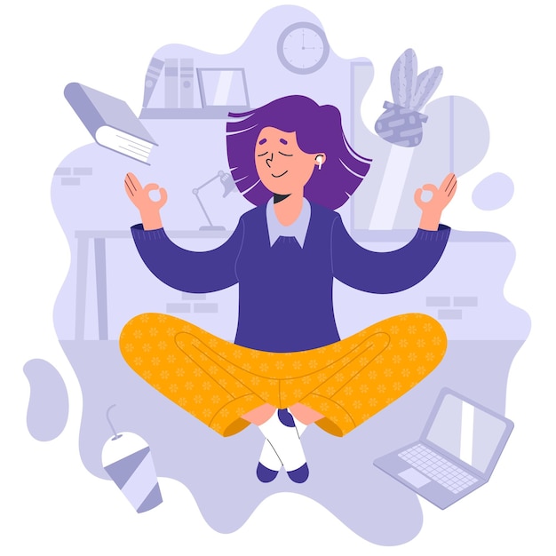 Flat illustration businesswoman meditating