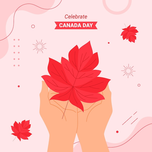 Free Vector flat illustration for canada day celebration