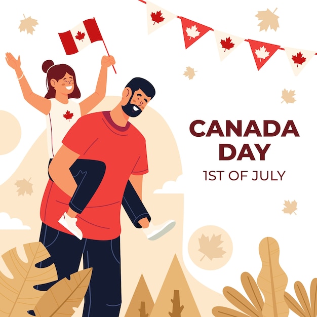 Free Vector flat illustration for canada day celebration