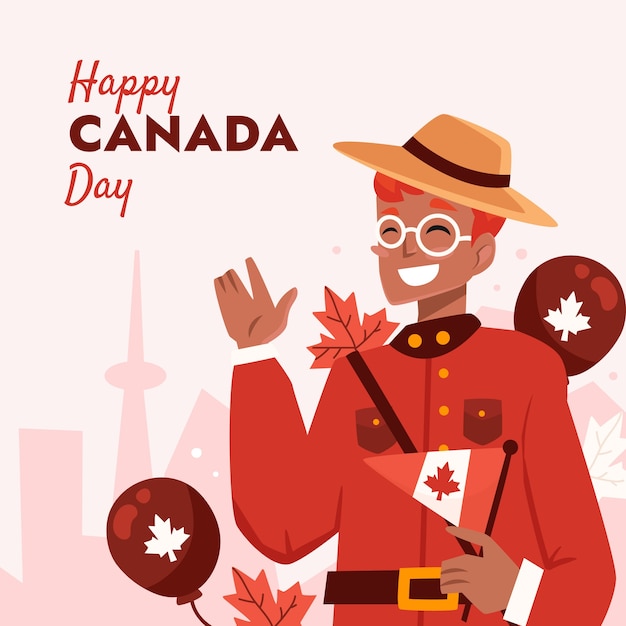 Free vector flat illustration for canada day celebration