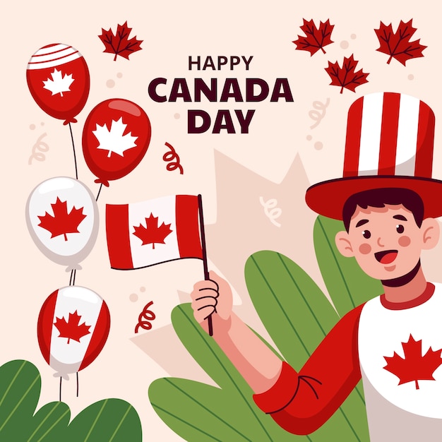 Free vector flat illustration for canada day celebration