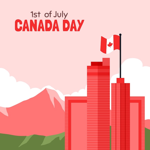 Free vector flat illustration for canada day celebration