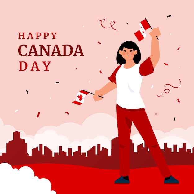 Free Vector flat illustration for canada day celebration