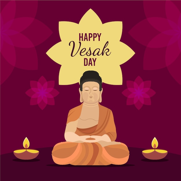 Free Vector flat illustration for celebrating vesak