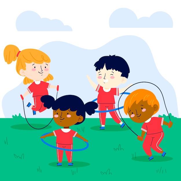 Free Vector flat illustration of children in physical education class