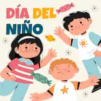 Free vector flat illustration for children's day celebration in spanish