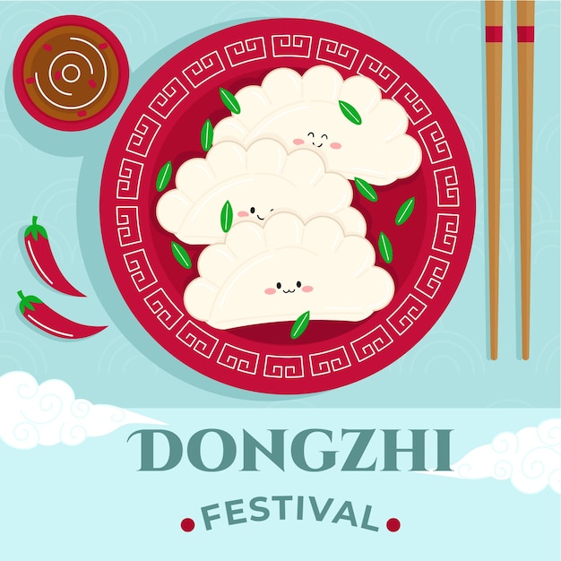 Free Vector flat illustration for chinese dongzhi festival celebration