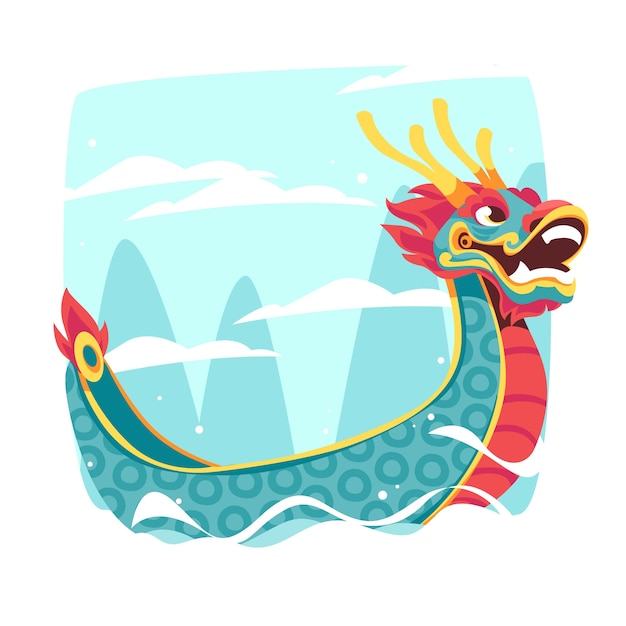 Free Vector flat illustration for chinese dragon boat festival celebration