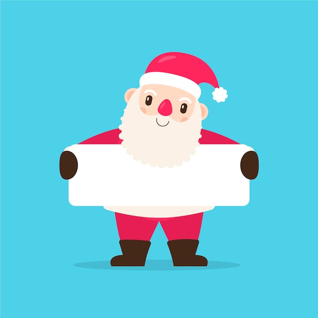 Free Vector flat illustration of christmas character holding blank banner