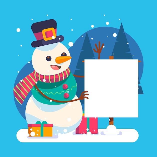 Free Vector flat illustration of christmas character holding blank banner