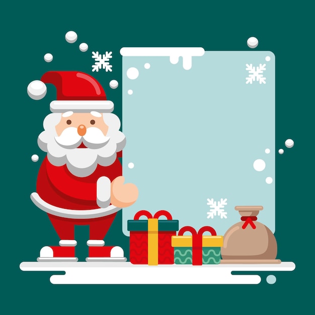 Flat illustration of christmas character holding blank banner