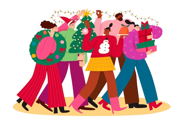 Free Vector flat illustration for christmas season celebration